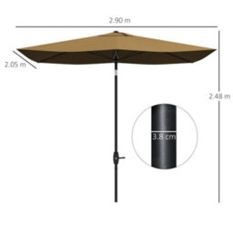 Outsunny 2 X 3(M) Garden Parasol Rectangular Market Umbrella W/ Crank Brown - thumbnail 3