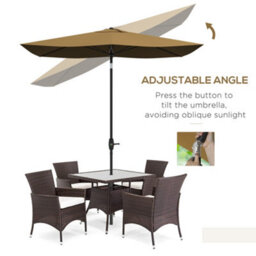 Outsunny 2 X 3(M) Garden Parasol Rectangular Market Umbrella W/ Crank Brown - thumbnail 4