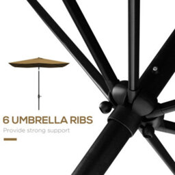 Outsunny 2 X 3(M) Garden Parasol Rectangular Market Umbrella W/ Crank Brown - thumbnail 6
