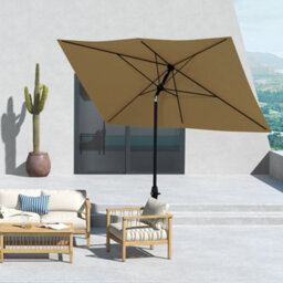 Outsunny 2 X 3(M) Garden Parasol Rectangular Market Umbrella W/ Crank Brown - thumbnail 9