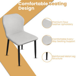Homion Ergonomic Kitchen Chair Nova Wingback Dining Chair, Faux Leather Upholstered, Set Of 2 - Grey - thumbnail 8