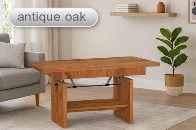 Extendable Coffee-To-Dining Table - Adjustable 116-156Cm, Height 59-70Cm Antique Oak . - image 1