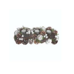 Christmas Tea Light Candle Holder - Three Clear Holders With Pine Cones - thumbnail 2