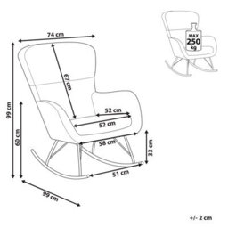 Beliani Rocking Chair Anaset Boucle Light Beige - thumbnail 3