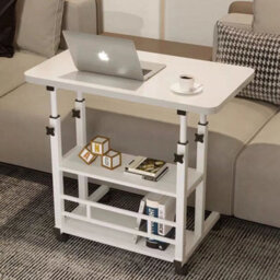 Bedside/office Workstation Height Adjustable Mobile Laptop Desk With Bookshelf - thumbnail 4