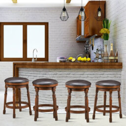 Costway Set Of 2 Bar Stools Kitchen Counter Height Pub Chair 360 Swivel 62Cm Tall - thumbnail 8