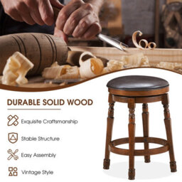 Costway Set Of 2 Bar Stools Kitchen Counter Height Pub Chair 360 Swivel 62Cm Tall - thumbnail 5
