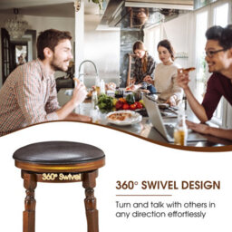 Costway Set Of 2 Bar Stools Kitchen Counter Height Pub Chair 360 Swivel 62Cm Tall - thumbnail 4