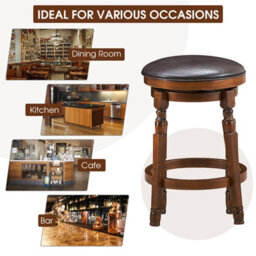 Costway Set Of 2 Bar Stools Kitchen Counter Height Pub Chair 360 Swivel 62Cm Tall - thumbnail 6
