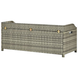 Vidaxl Garden Storage Bench 120 Cm Poly Rattan Grey - thumbnail 5