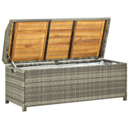 Vidaxl Garden Storage Bench 120 Cm Poly Rattan Grey - thumbnail 2