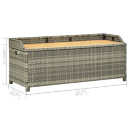 Vidaxl Garden Storage Bench 120 Cm Poly Rattan Grey - thumbnail 8