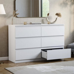 White Modern 6 Chest Of Drawers Storage Tall Wide Bedroom Furniture - thumbnail 3