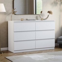 White Modern 6 Chest Of Drawers Storage Tall Wide Bedroom Furniture - thumbnail 1