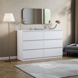 White Modern 6 Chest Of Drawers Storage Tall Wide Bedroom Furniture - thumbnail 5