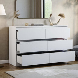 White Modern 6 Chest Of Drawers Storage Tall Wide Bedroom Furniture - thumbnail 4