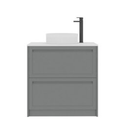 Royal Bathrooms Royal Bathroom Elmore 800mm Matt Pebble Grey Freestanding Bathroom Vanity Unit 2 Drawer Plain White Worktop With Round Basin - thumbnail 7