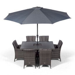 That's Furniture Savannah Rectangle 6 Seat Rattan Dining Set With Ice Bucket Drinks Cooler - Grey - thumbnail 5