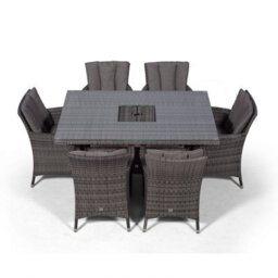 That's Furniture Savannah Rectangle 6 Seat Rattan Dining Set With Ice Bucket Drinks Cooler - Grey - thumbnail 4