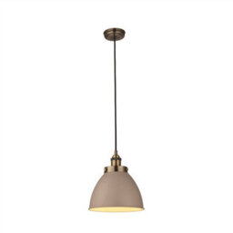 Luminosa Lighting Luminosa Franklin 23Cm Dome Pendant Satin Taupe, Antique Brass Plate, E27