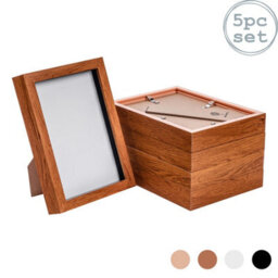 "Nicola Spring A5 (6 X 8"") Photo Frames - Dark Wood - 3D Photo Frame Picture Frame Box Portrait Display Case (23.5 X 17Cm) Set Of 5" - thumbnail 1