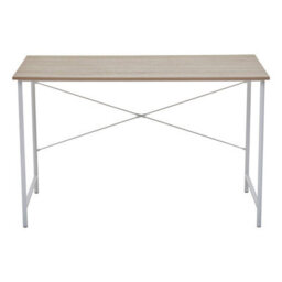 Orsina White Metal Frame Natural Oak Desk,cross Pattern Supported Desk,minimalist Office Table With Ample Space - thumbnail 2