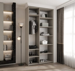 Arte Elegant Cashmere Como 3 Hinged Door Wardrobe H2460mm W1200mm D500mm, Three Doors, Eight Shelves, Hanging Rail, Vertical Handles - thumbnail 3