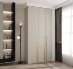 Arte Elegant Cashmere Como 3 Hinged Door Wardrobe H2460mm W1200mm D500mm, Three Doors, Eight Shelves, Hanging Rail, Vertical Handles - thumbnail 2