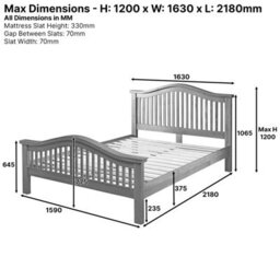 The Furniture Market Cheshire Solid Oak 5Ft King Size Bed With Arch Rail Frame - thumbnail 9