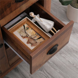 Furniturehmd Rustic 1 Door 3 Drawer Sideboard Storage Unit Corner Cabinet Free Standing Organiser Metal Handle - thumbnail 6