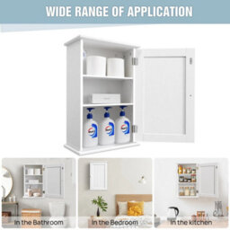 Bathroom Wall Cabinet 1 Door Wall Storage Cabinet Bathroom Organizer Cupboard Drawer Shelf Towel White - thumbnail 4