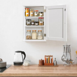 Bathroom Wall Cabinet 1 Door Wall Storage Cabinet Bathroom Organizer Cupboard Drawer Shelf Towel White - thumbnail 5