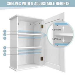 Bathroom Wall Cabinet 1 Door Wall Storage Cabinet Bathroom Organizer Cupboard Drawer Shelf Towel White - thumbnail 3