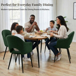Evre Hailey Dark Green Velvet Dining Chairs Set Of 2 Upholstered Chairs With Arms & Cutout Backrest. - thumbnail 6