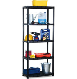Gr8 Home Black 5 Tier Plastic Shelving Unit Storage Racking Shelves Garage Warehouse Shed - thumbnail 1
