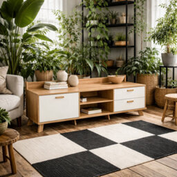Wyld Haus Hobro Tv Unit In White And Natural Oak With 1 Door And 2 Drawers - thumbnail 1