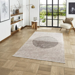 Beige Cream Geometric 5mm Thick Rug, Stain-Resistant Modern Rug For Bedroom, Living Room, & Dining Room-152Cm X 230Cm - thumbnail 2