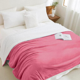 Casabella Sherpa Fleece Blanket - King Size, Blush Pink, 200X240Cm - thumbnail 1