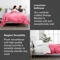 Casabella Sherpa Fleece Blanket - King Size, Blush Pink, 200X240Cm - thumbnail 5