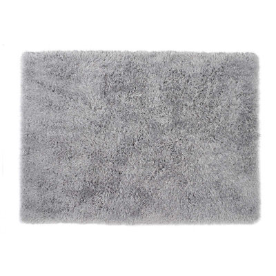 Silver Plain Shaggy Rug, Stain-Resistant Rug, Anti-Shed Handmade Rug For Living Room, & Dining Room-120Cm X 170Cm