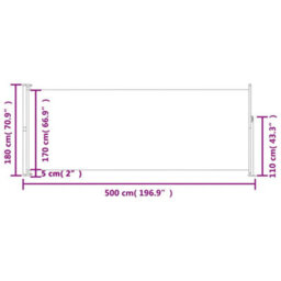 Vidaxl Patio Retractable Side Awning 180X500 Cm Black - thumbnail 7