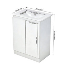 Living And Home Bathroom Mdf Cabinet Bathroom Vanity With Integrated Basin, White - thumbnail 9
