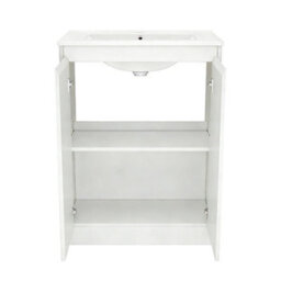 Living And Home Bathroom Mdf Cabinet Bathroom Vanity With Integrated Basin, White - thumbnail 5