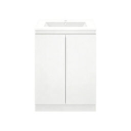 Living And Home Bathroom Mdf Cabinet Bathroom Vanity With Integrated Basin, White - thumbnail 3