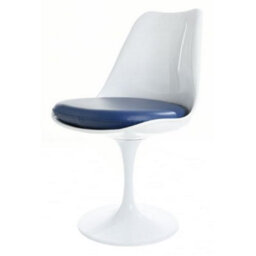 Fusion Living Tulip Set - Marble Large Circular Table And Six Chairs With Pu Cushion Navy - thumbnail 4