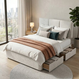 Adore Designs Alton Plush Velvet Divan Bed, Headboard & Mattress - 4Ft Small Double - Silver - 2 Drawers Same Side - thumbnail 2