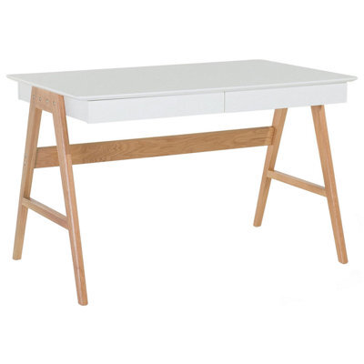Beliani Home Office Desk Sheslay White 120 Cm 70 Cm With Drawers - image 1