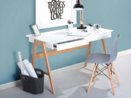 Beliani Home Office Desk Sheslay White 120 Cm 70 Cm With Drawers - thumbnail 2