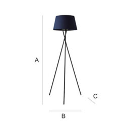 Valuelights Camden Black Tripod Floor Lamp With Navy Tapered Shade - thumbnail 7