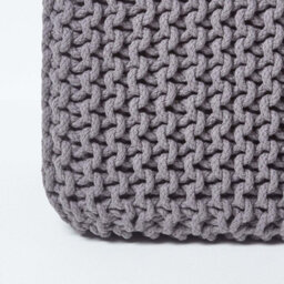 Homescapes Dark Grey Cube Cotton Knitted Pouffe Footstool - thumbnail 4